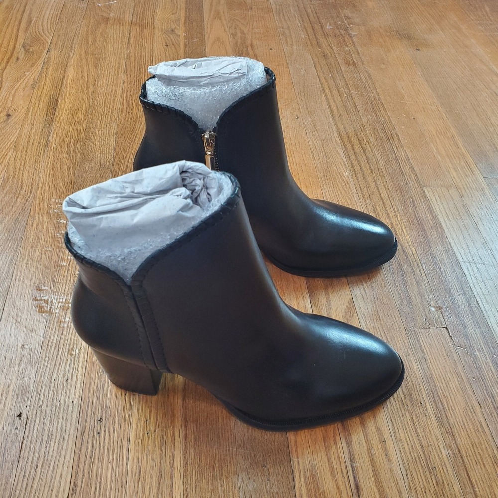 Jack Rogers Womens Boots Sz 7 Black Leather Heeled Cassidy‎ Bootie NEW NWOB